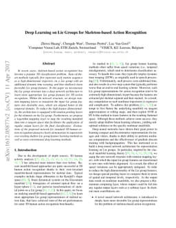 Deep Learning on Lie Groups for Skeleton-based Action Recognition