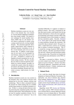 Domain Control for Neural Machine Translation
