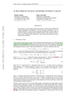 A recurrent neural network without chaos