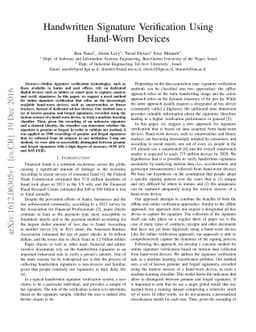 Handwritten Signature Verification Using Hand-Worn Devices
