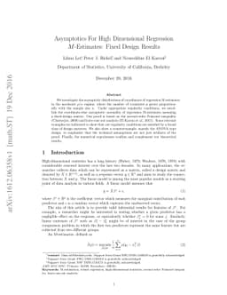 Asymptotics For High Dimensional Regression M-Estimates: Fixed Design
  Results
