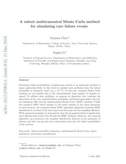 A subset multicanonical Monte Carlo method for simulating rare failure
  events