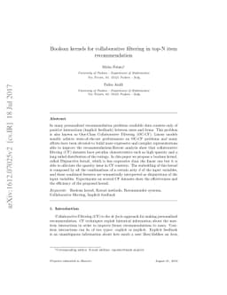 Boolean kernels for collaborative filtering in top-N item recommendation