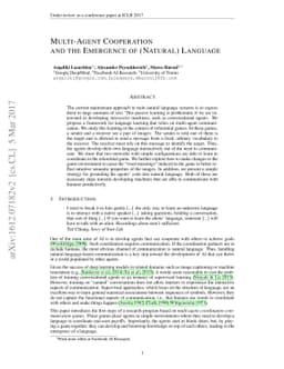 Multi-Agent Cooperation and the Emergence of (Natural) Language