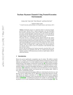 Teechan: Payment Channels Using Trusted Execution Environments