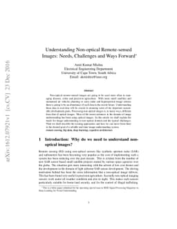 Understanding Non-optical Remote-sensed Images: Needs, Challenges and
  Ways Forward