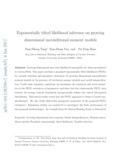Exponentially tilted likelihood inference on growing dimensional
  unconditional moment models