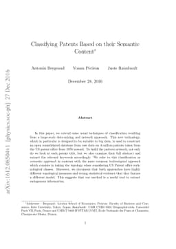 Classifying Patents Based on their Semantic Content
