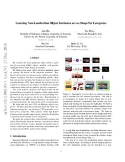 Learning Non-Lambertian Object Intrinsics across ShapeNet Categories