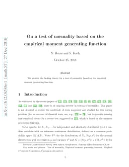 On a test of normality based on the empirical moment generating function