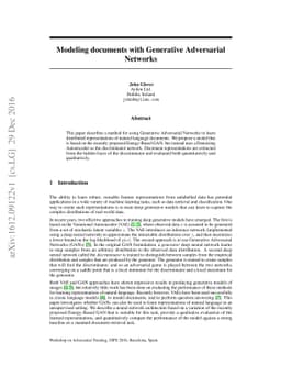 Modeling documents with Generative Adversarial Networks
