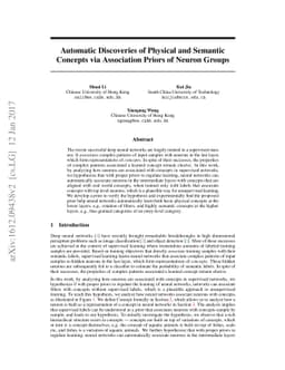 Automatic Discoveries of Physical and Semantic Concepts via Association
  Priors of Neuron Groups