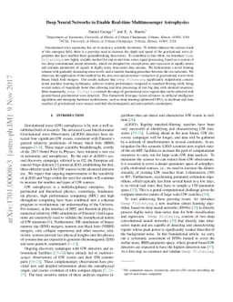 Deep Neural Networks to Enable Real-time Multimessenger Astrophysics