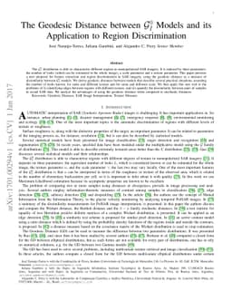 The Geodesic Distance between $\mathcal{G}_I^0$ Models and its
  Application to Region Discrimination