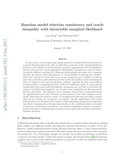 Bayesian model selection consistency and oracle inequality with
  intractable marginal likelihood