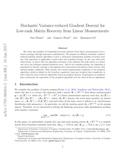 Stochastic Variance-reduced Gradient Descent for Low-rank Matrix
  Recovery from Linear Measurements
