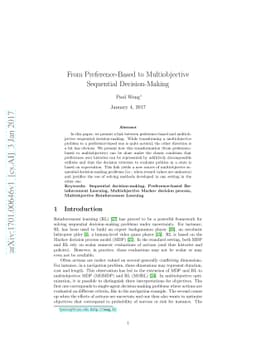 From Preference-Based to Multiobjective Sequential Decision-Making