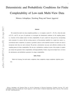 Deterministic and Probabilistic Conditions for Finite Completability of
  Low-rank Multi-View Data