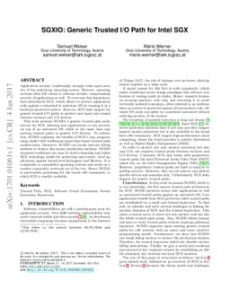 SGXIO: Generic Trusted I/O Path for Intel SGX