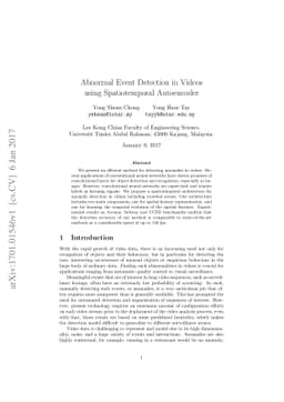 Abnormal Event Detection in Videos using Spatiotemporal Autoencoder