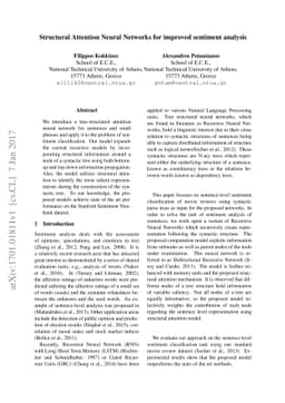 Structural Attention Neural Networks for improved sentiment analysis