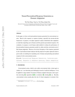 Neural Personalized Response Generation as Domain Adaptation