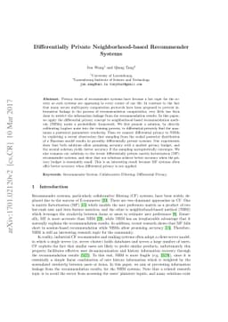 Differentially Private Neighborhood-based Recommender Systems