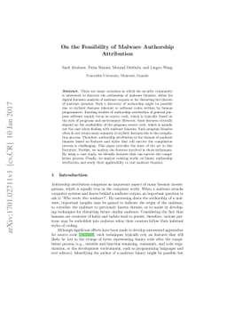 On the Feasibility of Malware Authorship Attribution