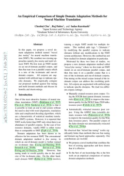 An Empirical Comparison of Simple Domain Adaptation Methods for Neural
  Machine Translation
