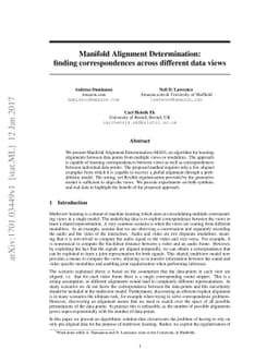 Manifold Alignment Determination: finding correspondences across
  different data views
