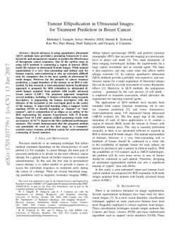 Tumour Ellipsification in Ultrasound Images for Treatment Prediction in
  Breast Cancer
