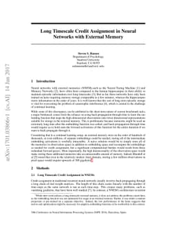 Long Timescale Credit Assignment in NeuralNetworks with External Memory