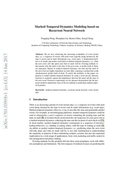 Marked Temporal Dynamics Modeling based on Recurrent Neural Network