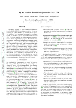 QCRI Machine Translation Systems for IWSLT 16