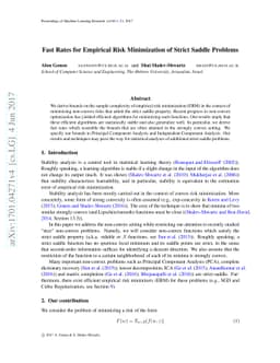 Fast Rates for Empirical Risk Minimization of Strict Saddle Problems