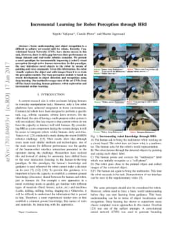 Incremental Learning for Robot Perception through HRI