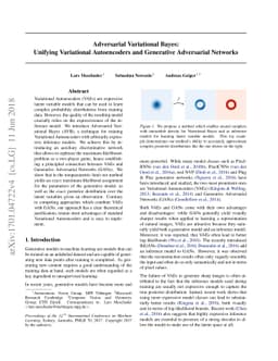 Adversarial Variational Bayes: Unifying Variational Autoencoders and
  Generative Adversarial Networks