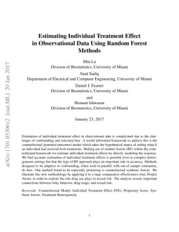 Estimating Individual Treatment Effect in Observational Data Using
  Random Forest Methods