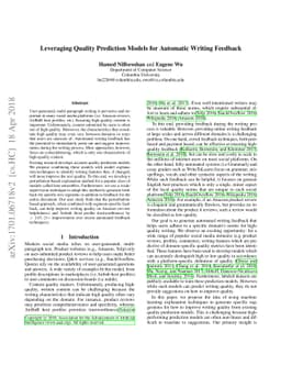Leveraging Quality Prediction Models for Automatic Writing Feedback