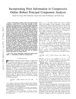 Incorporating Prior Information in Compressive Online Robust Principal
  Component Analysis