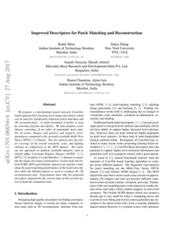 Improved Descriptors for Patch Matching and Reconstruction