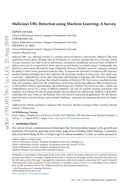 Malicious URL Detection using Machine Learning: A Survey