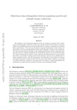 Multi-locus data distinguishes between population growth and multiple
  merger coalescents