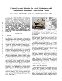 Efficient Kinematic Planning for Mobile Manipulators with Non-holonomic
  Constraints Using Optimal Control