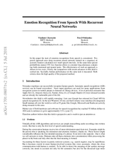 Emotion Recognition From Speech With Recurrent Neural Networks