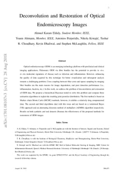 Deconvolution and Restoration of Optical Endomicroscopy Images