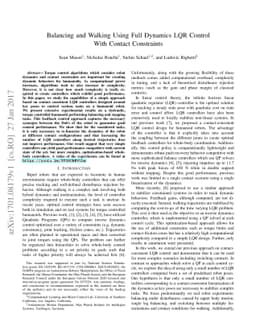Balancing and Walking Using Full Dynamics LQR Control With Contact
  Constraints