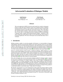 Adversarial Evaluation of Dialogue Models