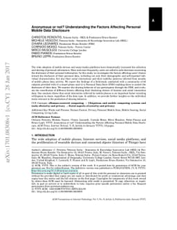 Anonymous or not? Understanding the Factors Affecting Personal Mobile
  Data Disclosure