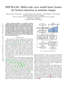 MSCM-LiFe: Multi-scale cross modal linear feature for horizon detection
  in maritime images